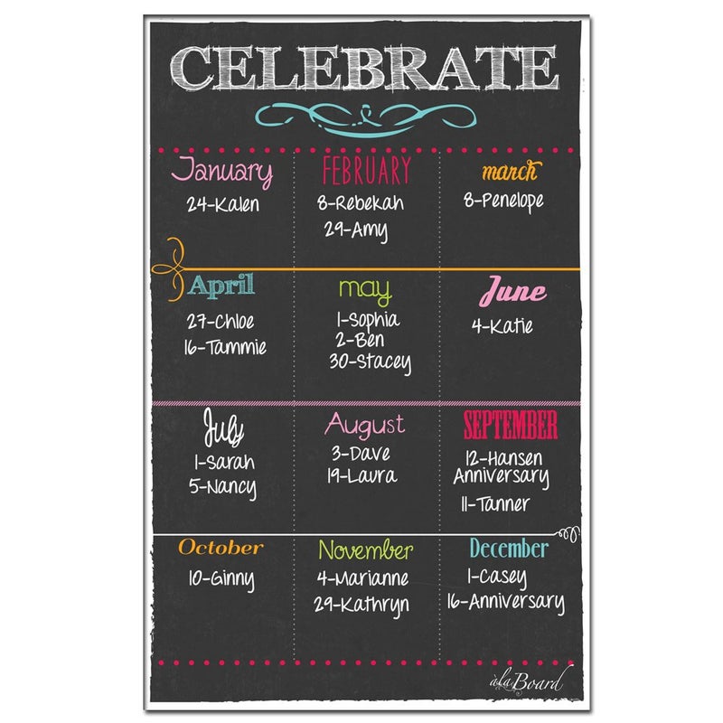 ala Board Magnetic Birthday Dry Erase Calendar White Color, Birthdays to Remember- Magnetic Calendar for Refrigerator, Birthday Calendar. - Image 2